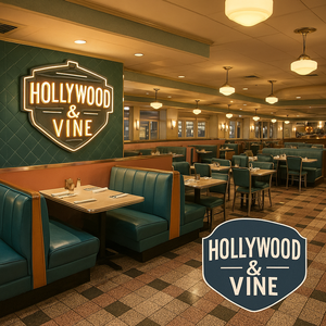 Minnie Mouse strikes a pose in front of Hollywood and Vine wearing party attire